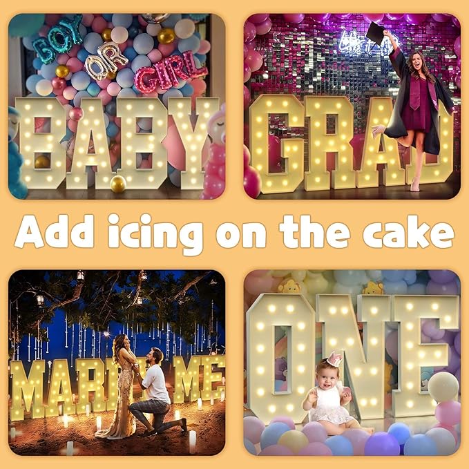imprsv 4FT Marquee Letters Large Light Up Letters for Birthday Party Decor Wedding Decorations, Marquee B for Party Decoration, Large Signs Arch Kit Decorations