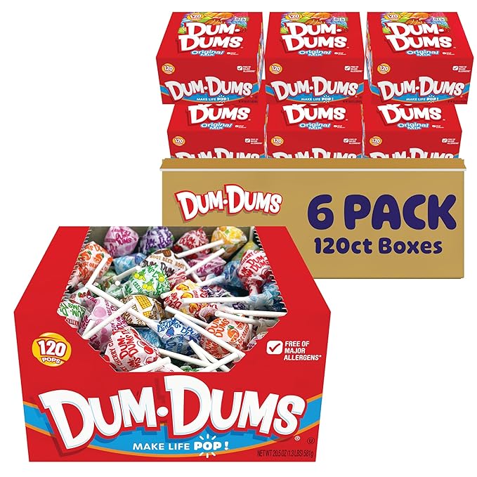 Dum Dums Original Candy Mix Variety Pack - All-Time Classic Flavors, Lollipops Individually Wrapped in Bulk Candy Bag, Assorted Suckers for Valentine's Day, Easter, and Halloween - 720 Count