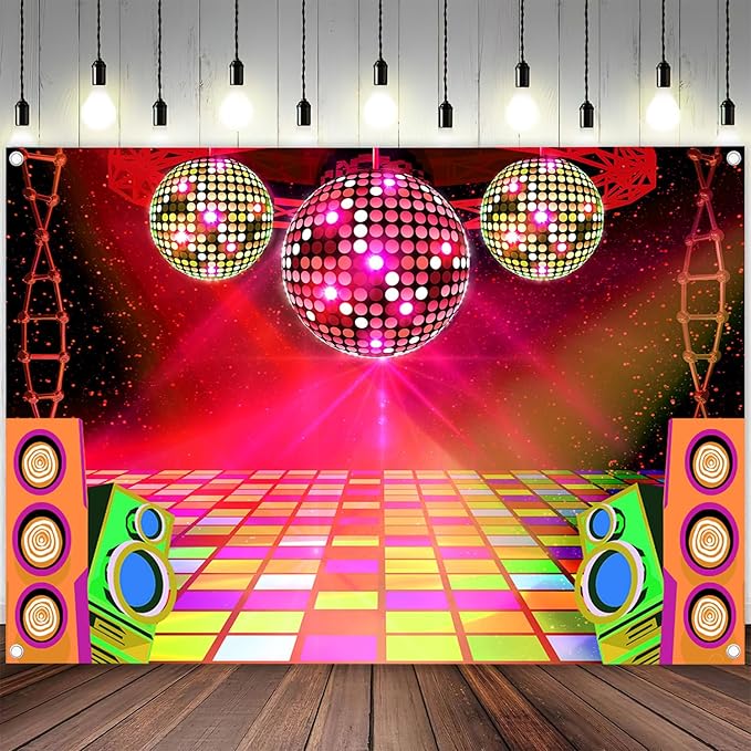12X10 ft Dance Party Backdrop Retro 70s 80s 90s Theme Glitter Stage Dance Ball Background Disco Party Decoration DJ Backdrop Banner for Birthday Party Prom Portrait Photo Shoot Polyester, Blue010