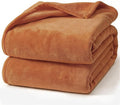 Hansleep Fleece Pumpkin Orange Queen Blanket, Super Soft Flannel Fuzzy Plush Cozy Blanket for All Seasons, Pumpkin Orange, Queen 90x90 Inches