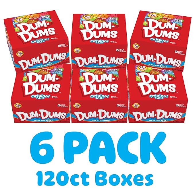 Dum Dums Original Candy Mix Variety Pack - All-Time Classic Flavors, Lollipops Individually Wrapped in Bulk Candy Bag, Assorted Suckers for Valentine's Day, Easter, and Halloween - 720 Count