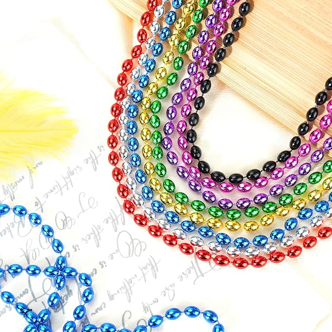 SHAOQINLIN 100 PCS Orange Bead Necklace, Orange Mardi Gras Beads, Halloween Necklaces, 30.5 Inch Party Beads Oval Beaded Necklace for Mardi Gras, Christmas, Halloween