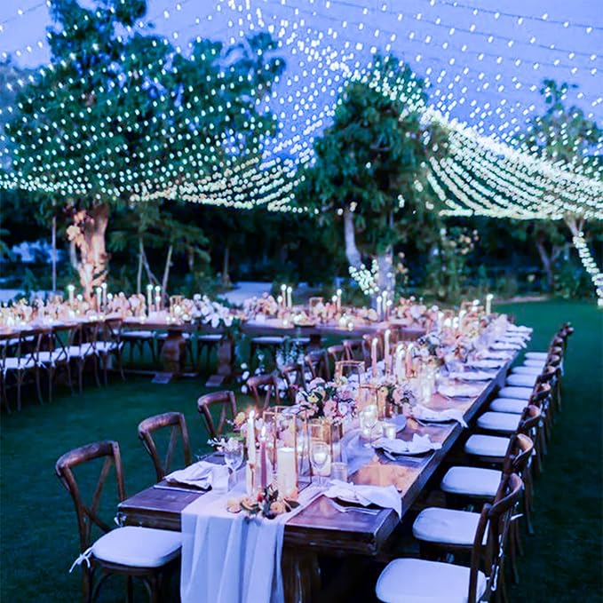 kemooie 300 LED Outdoor Christmas Lights, 99FT 8 Lighting Modes Plug in Green Wire Fairy Lights for Indoor Outdoor Christmas Tree Lights Wedding Party Decoration (White)
