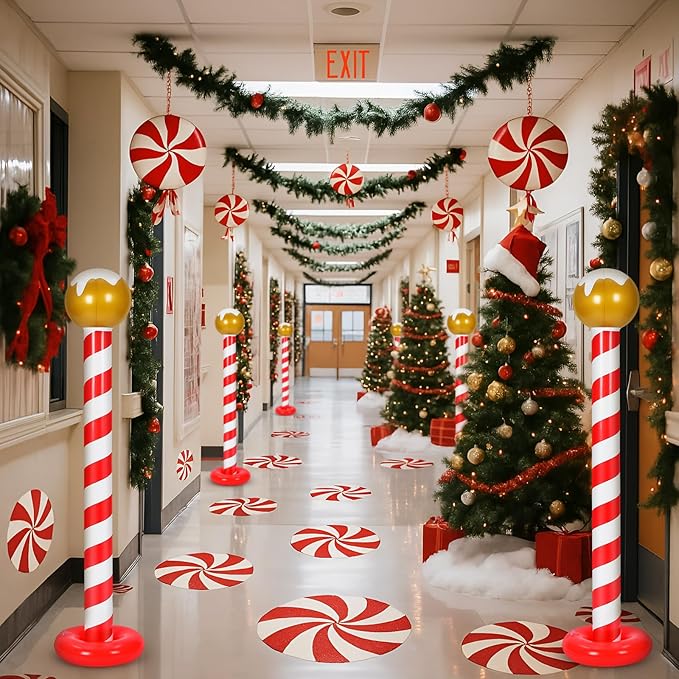 1 Pcs Christmas Inflatable Outdoor Decorations 4.3 FT Christmas North Pole Inflatable Column Decoration for Winter Xmas Lawn Yard Garden Home Decor