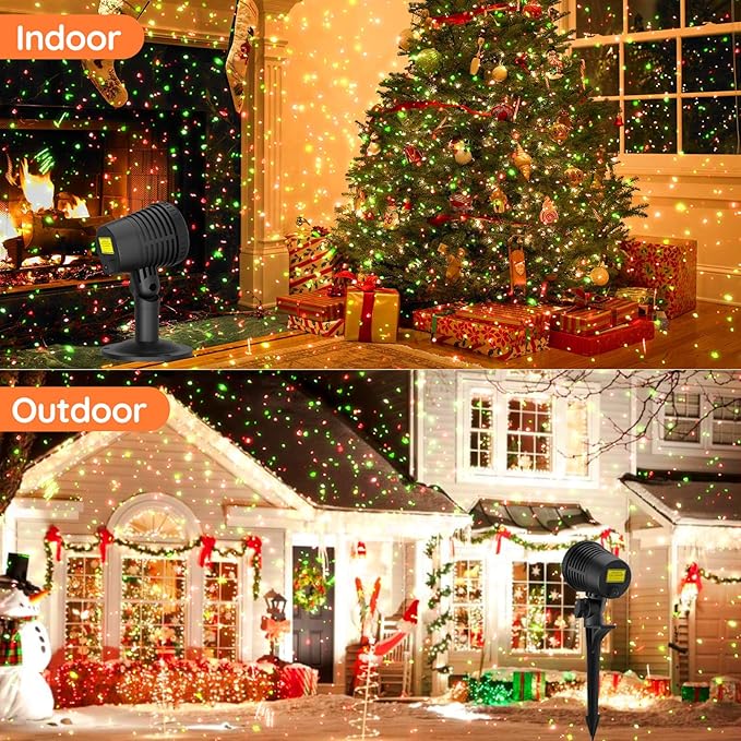Christmas Projector Lights Outdoor, Christmas Light Projector with Remote, Moving Outdoor Holiday Decoration Light Show for House, Yard, Garden, Patio, and Festive Party Decorations, Christmas Gift