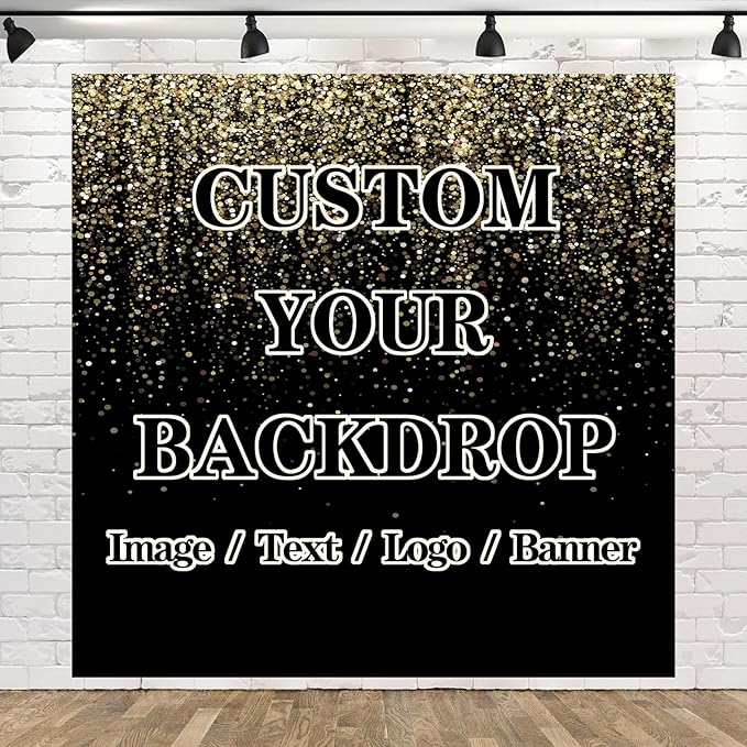 BELECO 8x8ft Fabric Custom Backdrop with Picture Logo Text Customize Your Design Personalized Background Customized Backdrop Banner for Party Decor Birthday Wedding Christmas Photoshoot Home Decor