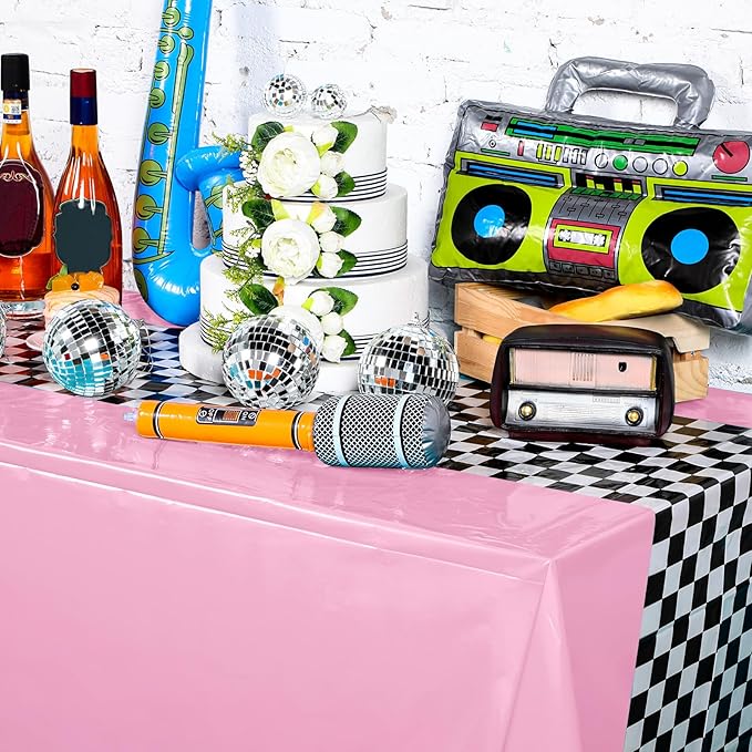 Irenare Car Birthday Party Supplies Racing Decorations 50s Party Tablecloth Racetrack Table Runner Table Covers for Kids Boy Car Theme Birthday Decor, 54 x 108 Inch(Cyan,Pink,6 Sheets)