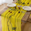 Keketoarrange 6pcs Yellow Gauze Rustic Cheesecloth Table Runner 120 Inch 10 FT for Wedding Baby Shower Bridal Shower Birthday Engagement Garden Outdoor Party Long Sheer Boho Decorations