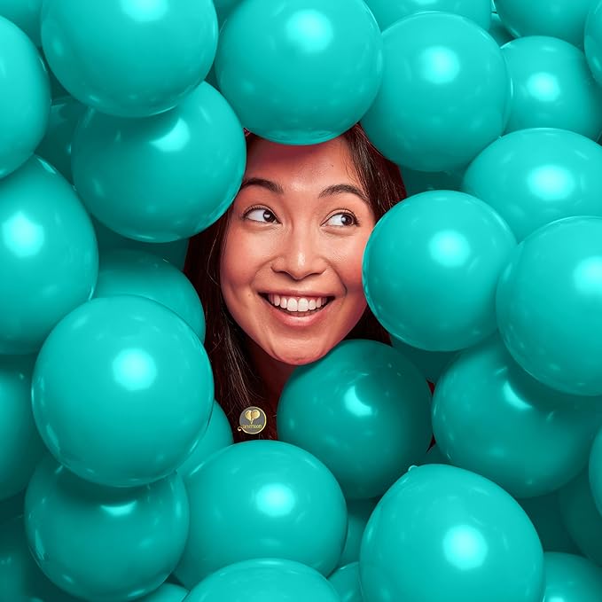 AFTERLOON® Biodegradable Mini Balloons 50 pcs Pastel Turquoise Blue (Tiffany) 5 Inch, Matte Color Thickened Extra Strong Latex Helium Float, Baby Gender Reveal Wedding Birthday Party Decorations