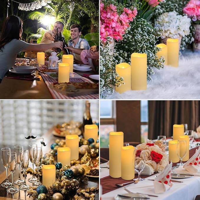 Set of 96 Waterproof Outdoor Flameless Candles, LED Candles with 4 Remote and Timer,(H 4" 5" 6" x D 2.2"),for Halloween Wedding Festival