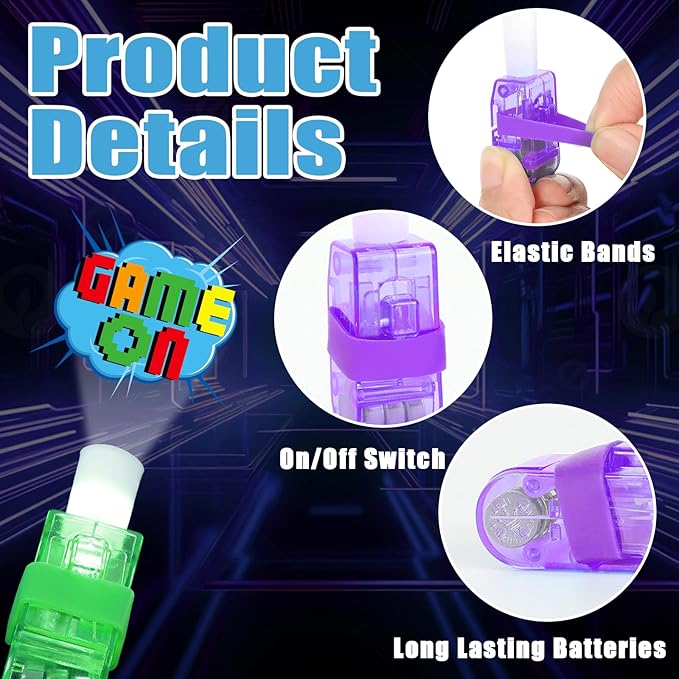 CHUNNIN 36 PCS Video Game Party Favors Game LED Light Up Finger Lights, Glow in the Dark Fillers Gamer Party Finger Light Bulk for Chriatmas Goodie Treat Bags Stuffers Game Birthday Party Supplies