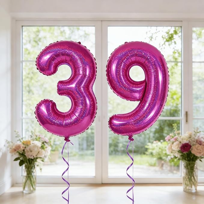 Laser Hot Pink 5 Balloon, Number Balloons 40 Inch, 5th Birthday Balloon Decorations, Laser Hot Pink Party Supplies, 5 Number Balloons, Number 5 Balloon