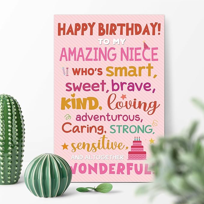 Niece Birthday Card, Funny Birthday Card Gifts for Her from Aunt and Uncle, Heartwarming Greeting to A Wonderful Niece