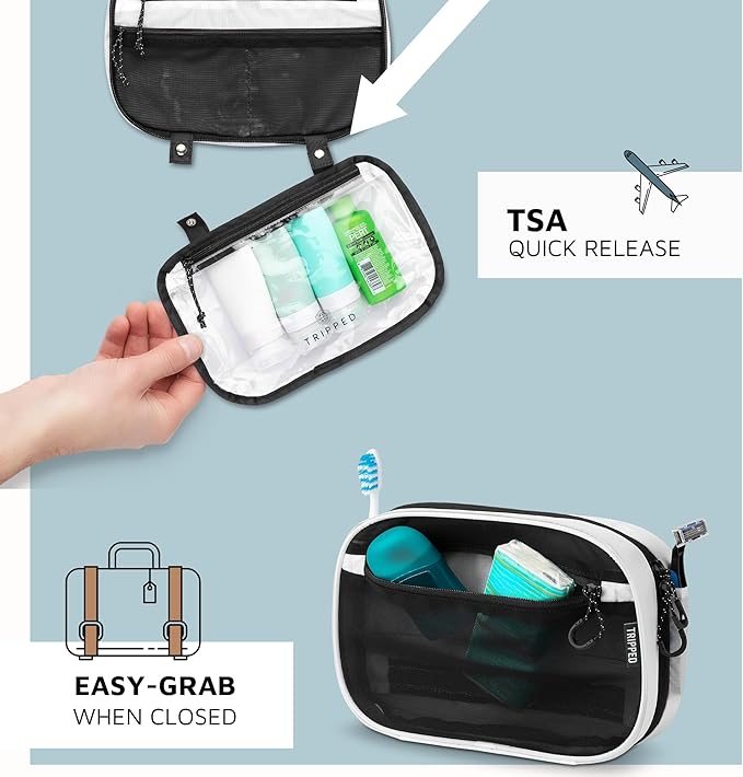 Toiletry Bag Kit Set: Hanging Travel Toiletry Bag + 311 TSA Cosmetic Liquid Bag + Ultralight Accessory Organizer Pouch