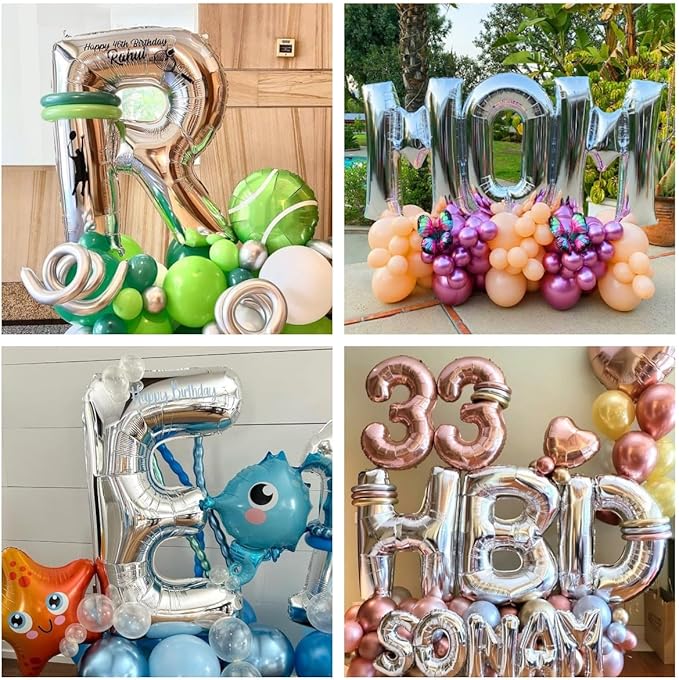 Silver Letter E Balloons 40 inch Large Alphabet E Balloons Silver Helium Foil Letter Balloon Banner for Birthday Party Anniversary Wedding Decoration