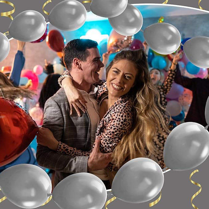 Link Balloons 6 Inch - 100 Pcs Quick Link Balloon Latex Linking Balloons Connected Linkable Balloon Birthday Wedding Party Decorations(Silver)