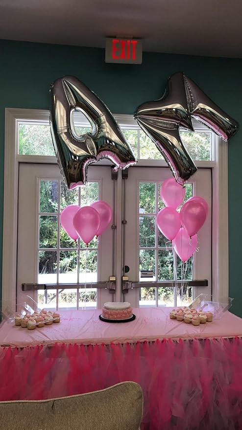 Glanzzeit 16 Inch Silver Foil Balloons Letters A to Z Numbers 0 to 9 for Prom Wedding Birthday Party Decor (Letter M)