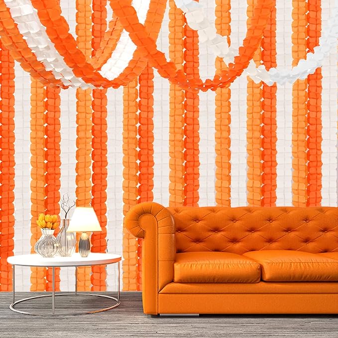 Orange Beige Fall Baby-Shower Party-Decorations Streamers Garland - 157Ft Four-Leaf Clover Autumn Harvest Thanksgiving Hanging Banner,Boho Birthday Bridal Wedding Engagement Bachelorette Decor Hugtmr