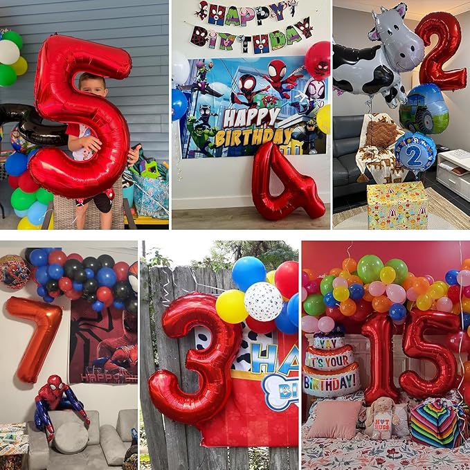 Smlpuame 40 inch Number Balloon 0-9 Red Large Number 14 Balloons,Digital Balloons for Birthday Party Celebration Decorations Supplies, Helium Foil Number Balloons for Wedding Anniversary