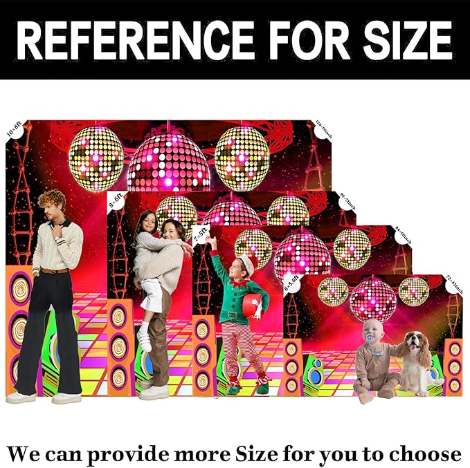 8X6ft Dance Party Backdrop Retro 70s 80s 90s Theme Glitter Stage Dance Ball Background Disco Party Decoration DJ Backdrop Banner for Birthday Party Prom Portrait Photo Shoot Polyester, Red