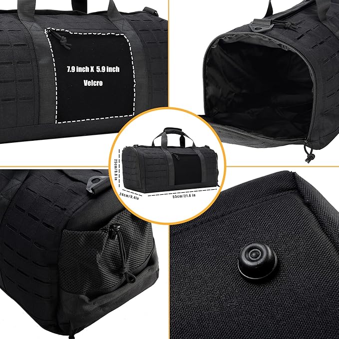 QT&QY 40L Military Tactical Duffle Bag For Men Sport Gym Bag Fitness Tote Travel Duffle Bag Training Workout Bag With Shoe Compartment Basketball Football Weekender Bag