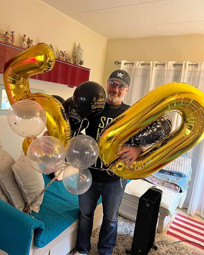 50 Balloon Number, Gold Number 50th Birthday Balloons 40 Inch, 50 Years Old Gold Birthday Decorations for Men Women, 50th Anniversary Decorations