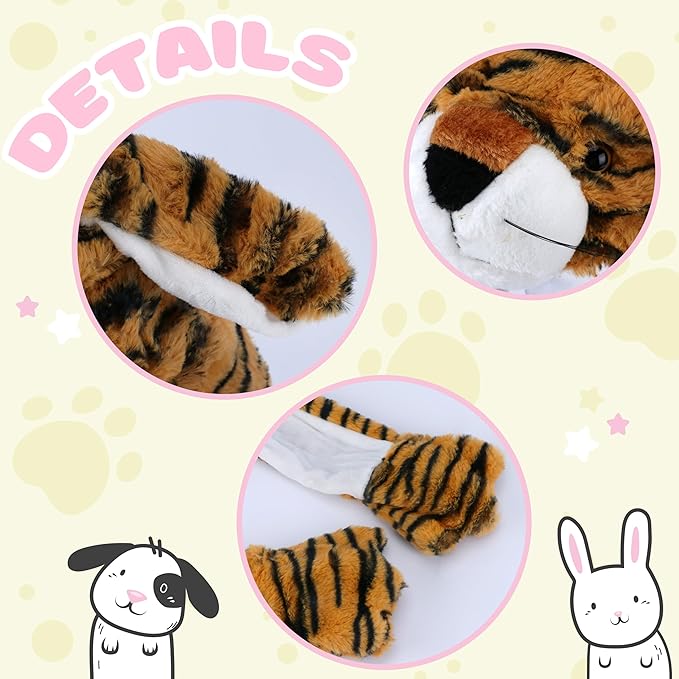 Animal Hat with Ears Moving Jumping Pop Up Beating Hat Plush Holiday Cosplay Dress Up Funny Gift for Kids
