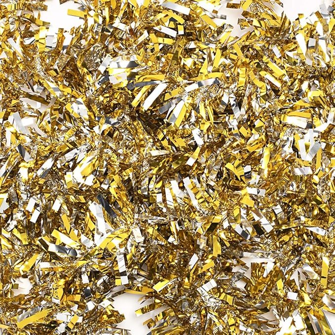 Anderson's Metallic Gold & Silver Tinsel Twist Garland, 25ft Holiday Decoration, Christmas Tree Trim, Parade Float Decor, Party Supplies, Halloween, Graduation, Indoor/Outdoor Event Garland