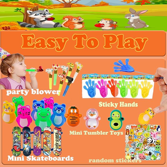 YOAUSHY 124 Pcs Party Favors for Kids 4-8, Prizes Box Toys for Kids Classroom, Treasure Box Toys for Classroom, Treasure Chest, Pinata Fillers Goodie Bag Stuffers, Valentines Day Gifts