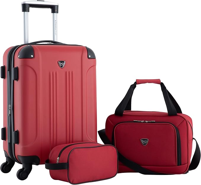 Travelers Club Chicago Hardside Expandable Spinner Luggage, Red, 3 Piece Set