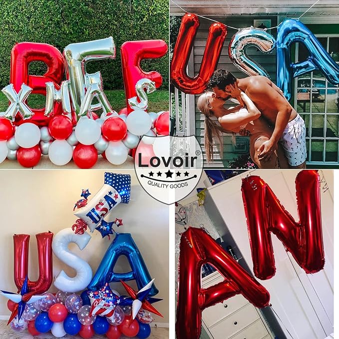 Lovoir 40 Inch Large Red Letter I Balloons Big Size Jumbo Mylar Foil Helium Balloon for Birthday Party Celebration Decorations Alphabet Red I