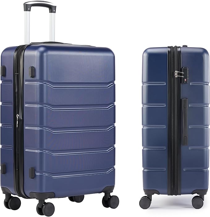 Simple Deluxe 28 Inch Expandable Hardside Carry On with Spinner Wheels & TSA Lock, ABS Hard Shell Lightweight Rolling Luggage Suitcase, Blue