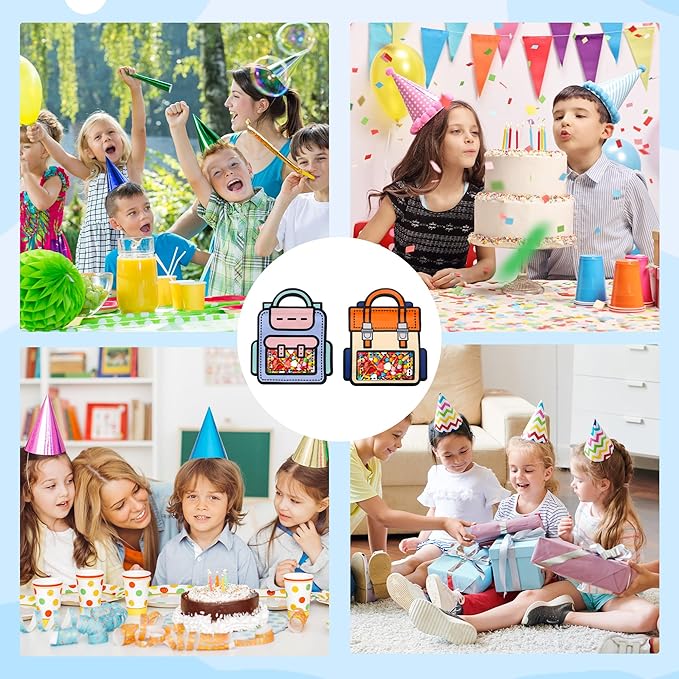 Lati Large Classroom Plastic Gift Bags with Handles,20PCS Cartoon Backpack Bag for Party, Wedding, Birthday, Bulk Goodie Bags for Candy, Party Favors, Snacks