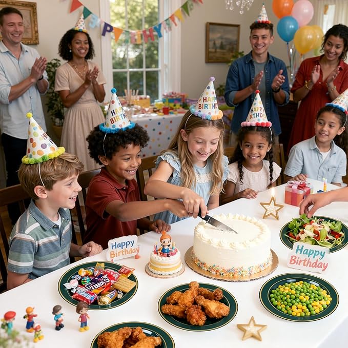350PCS Green and Gold Plates - Green Plastic Plates 50Guests Plastic Plate with Rolled Napkins for Party/Birthday/St. Patrick's Day/Easter