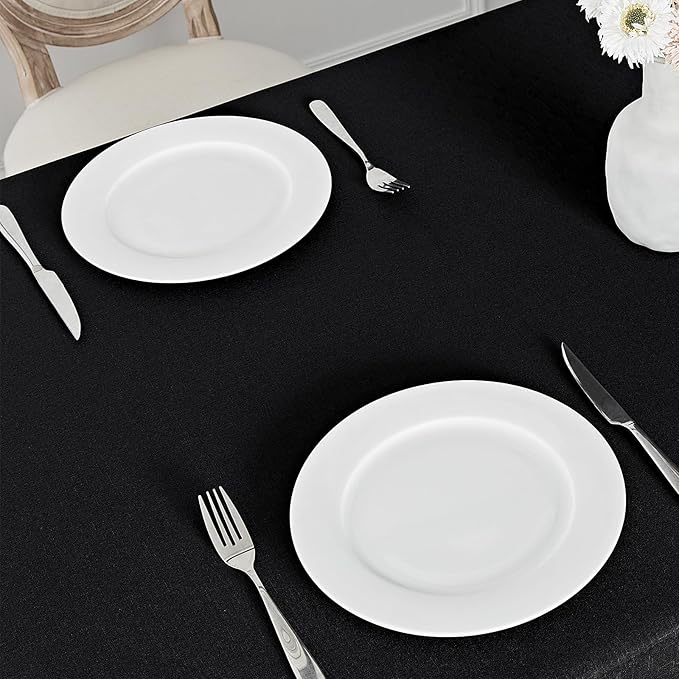 2 Pack Rectangle Tablecloth, 52x70 inch, Water Resistant Wrinkle Free Linen Textured Table Cloth Washable, Decorative Fabric Table Cover for Dining, Party and Camping, Black