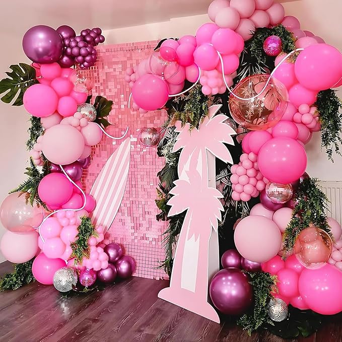 Patimate Pink Balloons Set, 50 pcs 12 inch Metallic Pastel Hot Pink Latex Balloons Kit for Girls Women Birthday Baby Shower Bachelorette Wedding Bridal Shower Princess Party Decorations