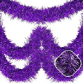 50 Feet Purple Christmas Tinsel Garland, Metallic Foil Twist Garland Wall Hanging Tinsel Banner Backdrop for Parade Floats, Easter, Mother's Day, Wedding Party Decorations (2in x 50ft)