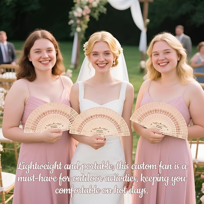 10Pcs Personalized wedding fans for guests, Custom Summer Wedding Fans, Unique Bridal Shower Party Favors, Handcrafted Wooden Fans for Guests (Sunflower wooden fan)