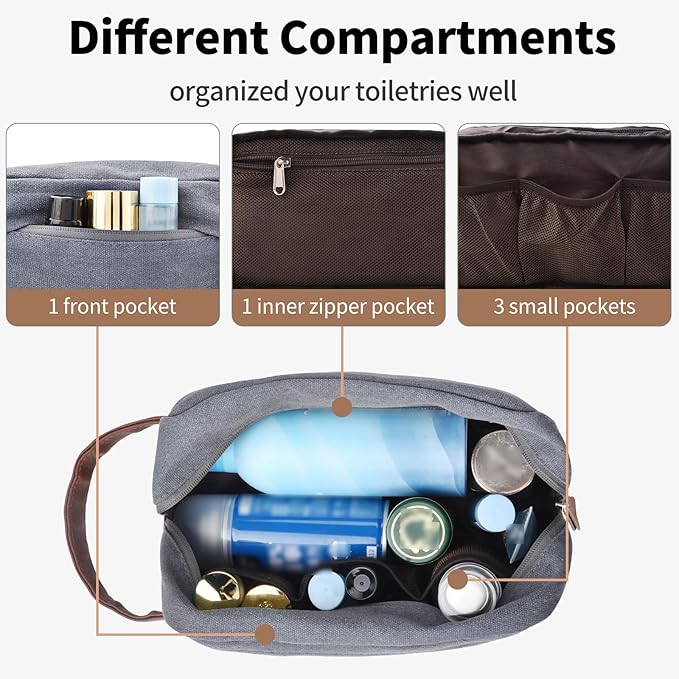 Litvyak Duffle Bag for Travel, 50L Canvas Travel Duffel Bags Overnight Weekend Gym Carry On Luggage Bag for Men & Women(Grey+Toiletry Bag)