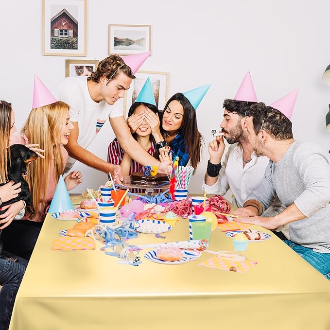 2 pcs Gold Tablecloth Plastic -Stunning Metallic Matte Finish, 40" x 108" New Year Table Cloth, Perfect for Bachelorette Wedding Graduation Birthday Party Anniversary Event Decorations