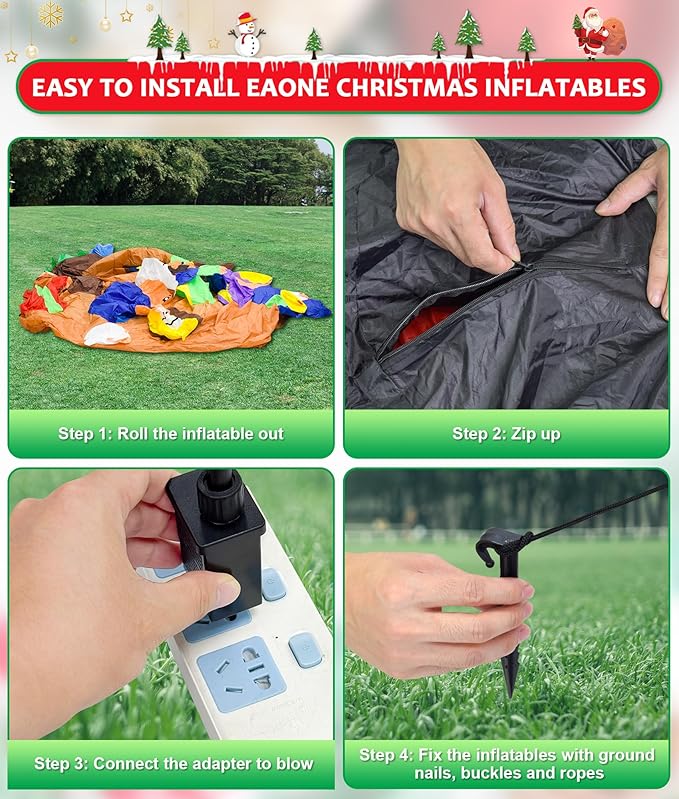 EAONE 7FT Christmas Inflatables Outdoor Decorations, Cute & Funny Inflatatable Christmas Santa Snowman Slide Blow Ups Yard Decoration with Lights for Garden Lawn Home Xmas Holiday Season Decor