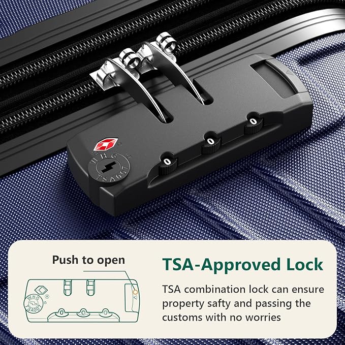 24 Inch Checked Luggage, ABS Hardside Suitcase with Spinner Wheels, Lightweight Medium Luggage with TSA Lock for Women and Men, Expandable Travel Suitcase for Business, Road Trips & Family Vacations