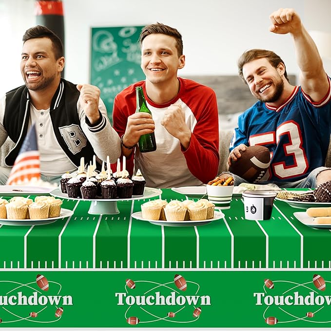 Childom Football Party Decorations,3 Pack Football Tablecloth Disposable Plastic Tablecloth 54" X 108" Plastic Table Cloth for Rectangle Tables,Birthday Party Decor,Parties Supplies for Home,Dinner