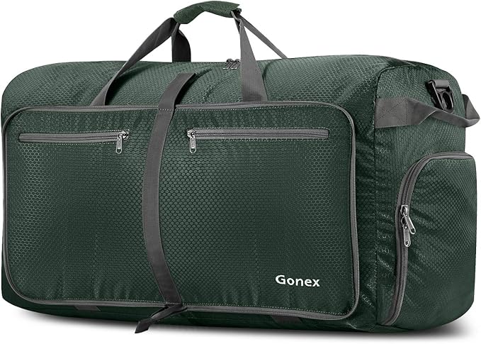 Gonex 40L 60L 80L 100L 150L Large Foldable Travel Duffle Bag with Shoes Compartment, Packable Lightweight Water Repellent Duffel Bag for Camping Gym Weekender Bag