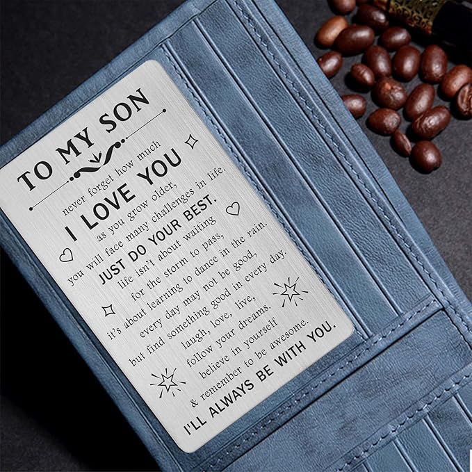 TANWIH Gifts for Daughter - Engraved Metal Daughter Wallet Card with Inspirational Quote Message - Daughters Birthday Graduation Card from Mom Dad