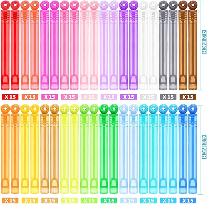 Birthday Party Favors Toys for Kids Child, 300 Pcs 20 Colors Mini Bubble Wands Assortment, Christmas Stuffers, Wedding Celebration,Thanksgiving New Year, Bath Time, Summer Outdoor Gifts for Girls Boys