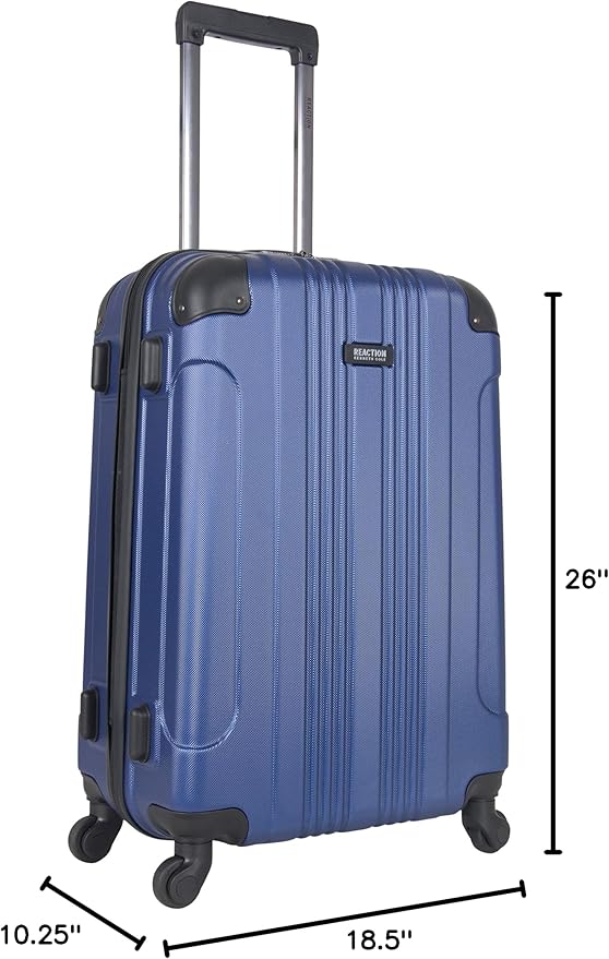 Kenneth Cole REACTION Out of Bounds Lightweight Hardshell 4-Wheel Spinner Luggage, Cobalt Blue, 24-Inch Checked