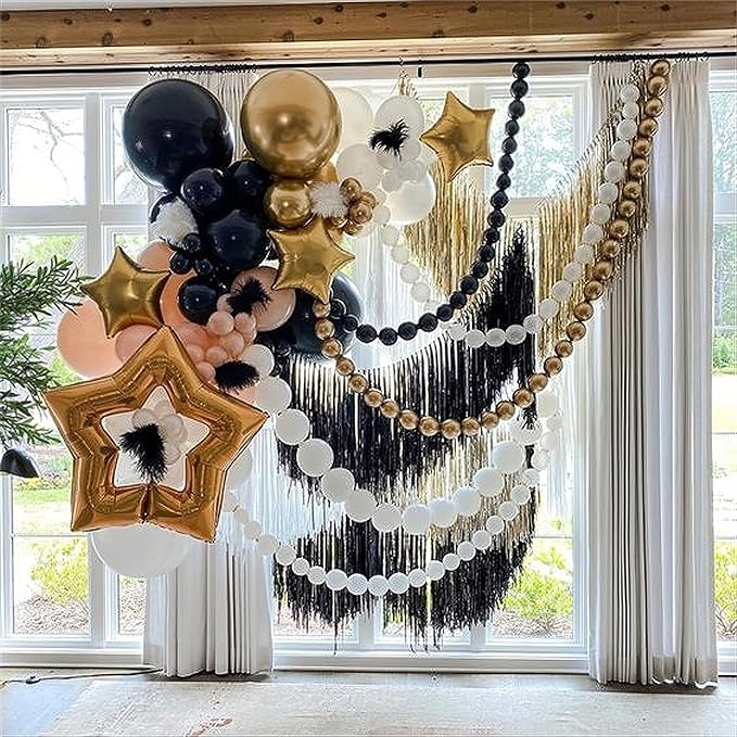 Black and White Quick Link Balloons, 100PCS Latex Linking Balloons for Making Balloon Wall Balloon Arch Balloon Chains and Wedding Birthday Baby Shower Engagement Graduation Party Decorations (6inch)