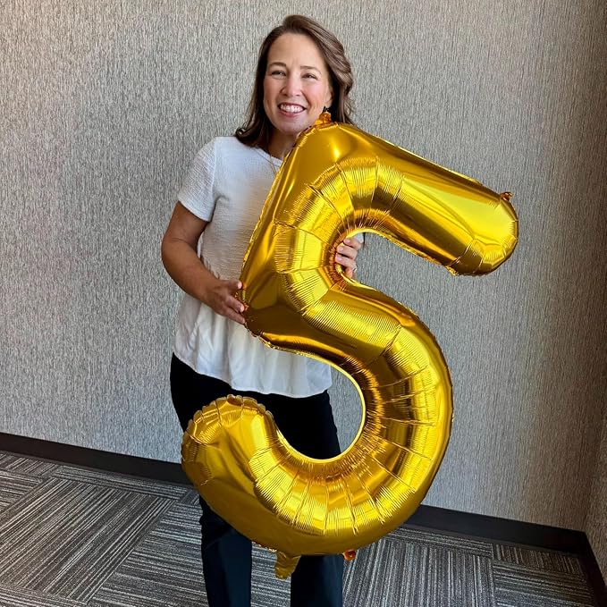 40 Inch Gold Number 7 Balloon, Giant 7 Number Balloons for 7th Birthday Decorations, Party Supplies for Baby Boy Girl, Gold Party Decor