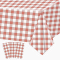 3 Pack Red and Pink Gingham Tablecloths, 54 X 108Inch Disposable Party Table Covers Scalloped Red and Pink Checkered Tablecloth